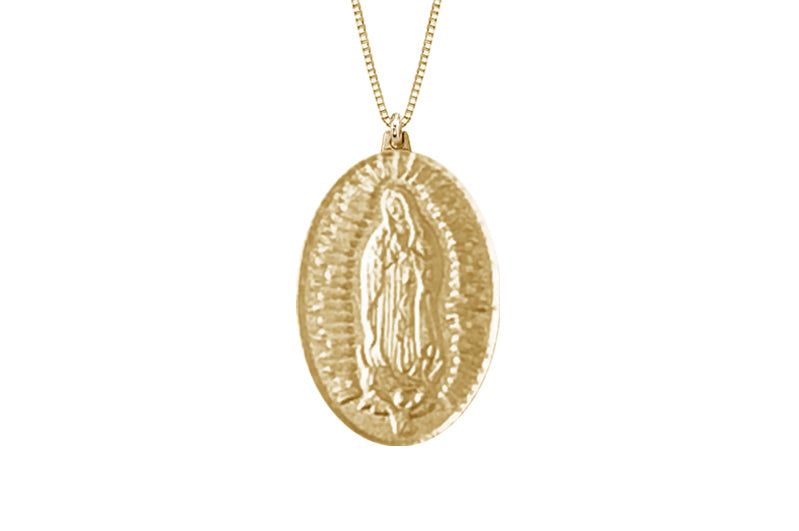 14K Yellow Gold 9x13mm Oval Mary Medal