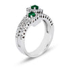 14K White Gold Fashion Ring With Diamonds And Emeralds