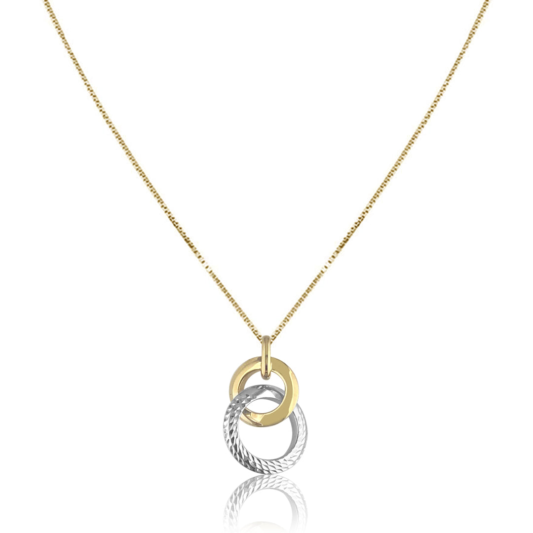 Gold Plated Silver Double Circle Necklace | Jewellerybox.co.uk