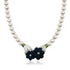 Pearl necklace with black onyx and mother of pearl
