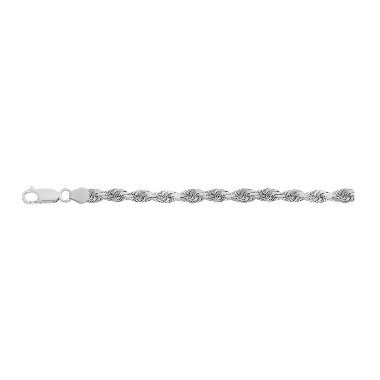14K White Gold 3mm Diamond Cut Rope Chain