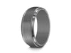 Stainless Steel Wedding Band - Brushed Polished - Gray Gunmetal - Engagement Ring - Ridged Edges - Comfort Fit  7mm - Vantani Wedding Bands
