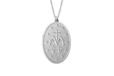 925 STERLING SILVER 15x22MM OVAL MARY MEDAL