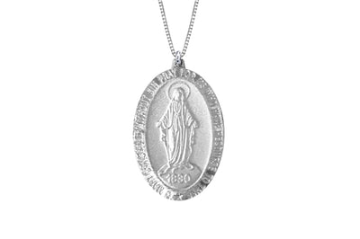 925 STERLING SILVER 15x22MM OVAL MARY MEDAL