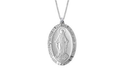 925 STERLING SILVER 11x16MM OVAL MARY MEDAL