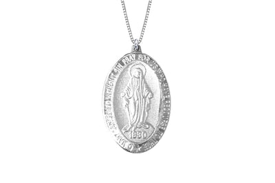 925 STERLING SILVER 13x20MM OVAL MARY MEDAL