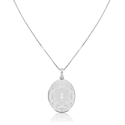 Sterling silver oval locket necklace