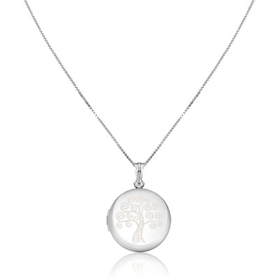 Sterling silver "tree of life" circle locket necklace