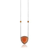Sterling silver long necklace with moon stone and orange sapphire