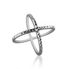 Sterling silver criss cross ring with dc design