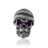 Sterling silver skull ring with amethyst