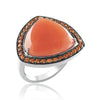 Sterling silver triangle moon stone ring with orange sapphire's