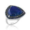 Sterling silver triangle lapiz ring with blue sapphire's