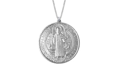 925 STERLING SILVER 15MM ROUND ST. BENEDICT MEDAL