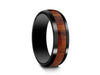 HAWAIIAN Koa Wood Inlay Black Ceramic Ring - Ceramic Wedding Band - 5th. Anniversary - Dome Shaped - Engagement Ring - Comfort Fit  6mm - Vantani Wedding Bands