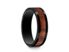 HAWAIIAN Koa Wood Inlay Black Ceramic Ring - Ceramic Wedding Band - 5th. Anniversary - Engagement Ring - Flat Shaped - Comfort Fit  6mm - Vantani Wedding Bands