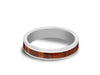 HAWAIIAN Koa Wood Inlay White Ceramic Ring - Ceramic Wedding Band - 5th. Anniversary - Flat Shaped - Engagement Ring - Comfort Fit  4mm - Vantani Wedding Bands