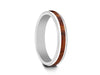 HAWAIIAN Koa Wood Inlay White Ceramic Ring - Ceramic Wedding Band - 5th. Anniversary - Dome Shaped - Engagement Ring - Comfort Fit  4mm - Vantani Wedding Bands
