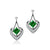 Sterling silver drop cz earrings with center emerald