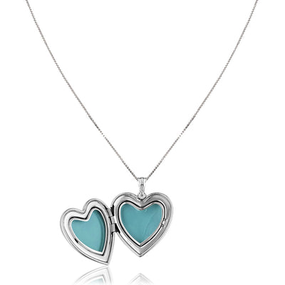Sterling silver quinceanera heart locket with enamel
