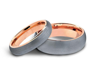 Tungsten Matching Wedding Band Set - Matching Bands - His/Hers - Engagement Ring Set - Two Tone Bands - Dome Shaped - Comfort Fit  6mm/8mm - Vantani Wedding Bands