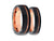6MM/8MM BRUSHED BLACK Tungsten Wedding Band Set FLAT AND ROSE GOLD INTERIOR