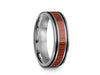 HAWAIIAN Koa Wood Inlay Tungsten Carbide Ring - Koa Wood Wedding Band - Engagement Ring - Flat Shaped - Comfort Fit  6mm - Vantani Wedding Bands