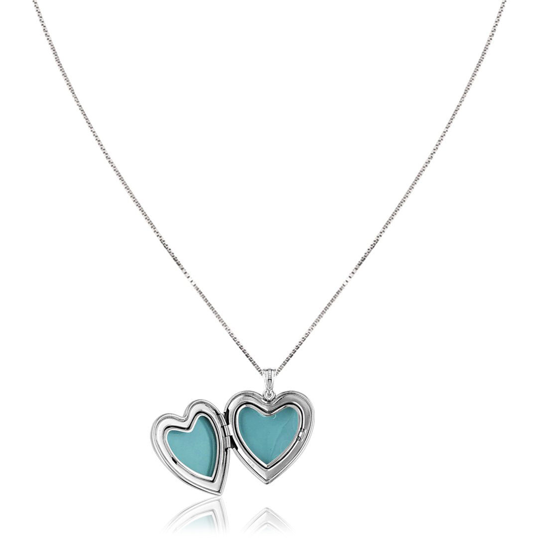 Sterling silver cross locket necklace with enamel