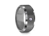 Brushed Tungsten Wedding Band with CZ-  Gunmetal - Engagement Ring - Beveled Shaped - Comfort Fit  8mm - Vantani Wedding Bands