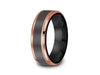 Brushed & Rose Gold Tungsten Wedding Band - Engagement Ring - Two Tone - Ridged Edges - Comfort Fit  6mm - Vantani Wedding Bands