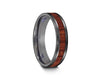HAWAIIAN Koa Wood Inlay Tungsten Carbide Ring - Koa Wood Wedding Band - Engagement Ring - Beveled Shaped - Comfort Fit  5mm - Vantani Wedding Bands