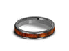 HAWAIIAN Koa Wood Inlay Tungsten Carbide Ring - Koa Wood Wedding Band - Engagement Ring - Flat Shaped - Comfort Fit  4mm - Vantani Wedding Bands