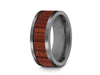 HAWAIIAN Koa Wood Inlay Tungsten Carbide Ring - Koa Wood Wedding Band - Engagemnet Ring - Flat Shaped - Comfort Fit  8mm - Vantani Wedding Bands