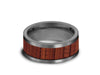 HAWAIIAN Koa Wood Inlay Tungsten Carbide Ring - Koa Wood Wedding Band - Engagemnet Ring - Flat Shaped - Comfort Fit  8mm - Vantani Wedding Bands
