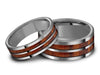 Tungsten Matching Wedding Band Set - Hawaiian Koa Wood Matching Bands - His/Hers- Engagement Ring Set- Two Tone Bands - Flat Shaped - Comfort Fit  6mm/8mm - Vantani Wedding Bands