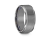 Brushed and Polished Tungsten Wedding Band - Gray Gunmetal - Engagement Ring - Ridged Edges - Comfort Fit  8mm - Vantani Wedding Bands