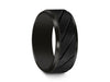 Brushed Black Tungsten Wedding Band - Engagement Ring - Anniversary - Ridged Shaped - Comfort Fit  8mm - Vantani Wedding Bands