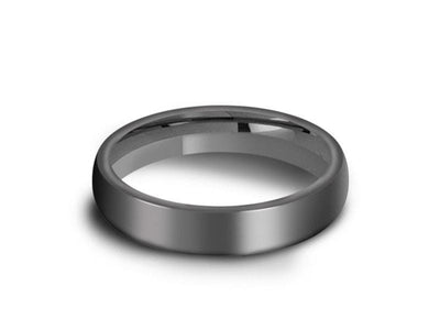Tungsten Classic Wedding Band - High Polish - Gray Gunmetal - Engagement Ring - Dome Shaped - Comfort Fit  4mm - Vantani Wedding Bands