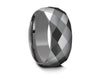 Men's Tungsten Wedding Rings - Multi Faceted Wedding Band - Engagement Ring - Dome Shaped - Comfort Fit  8mm - Vantani Wedding Bands