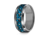 Carbon Fiber Inlay Tungsten Wedding Band - Engagement Ring - Anniversary - Beveled Shaped - Comfort Fit  8mm - Vantani Wedding Bands