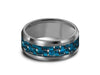 Carbon Fiber Inlay Tungsten Wedding Band - Engagement Ring - Anniversary - Beveled Shaped - Comfort Fit  8mm - Vantani Wedding Bands