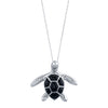 14K White Gold Sea Turtle (Honu) Diamond Necklace